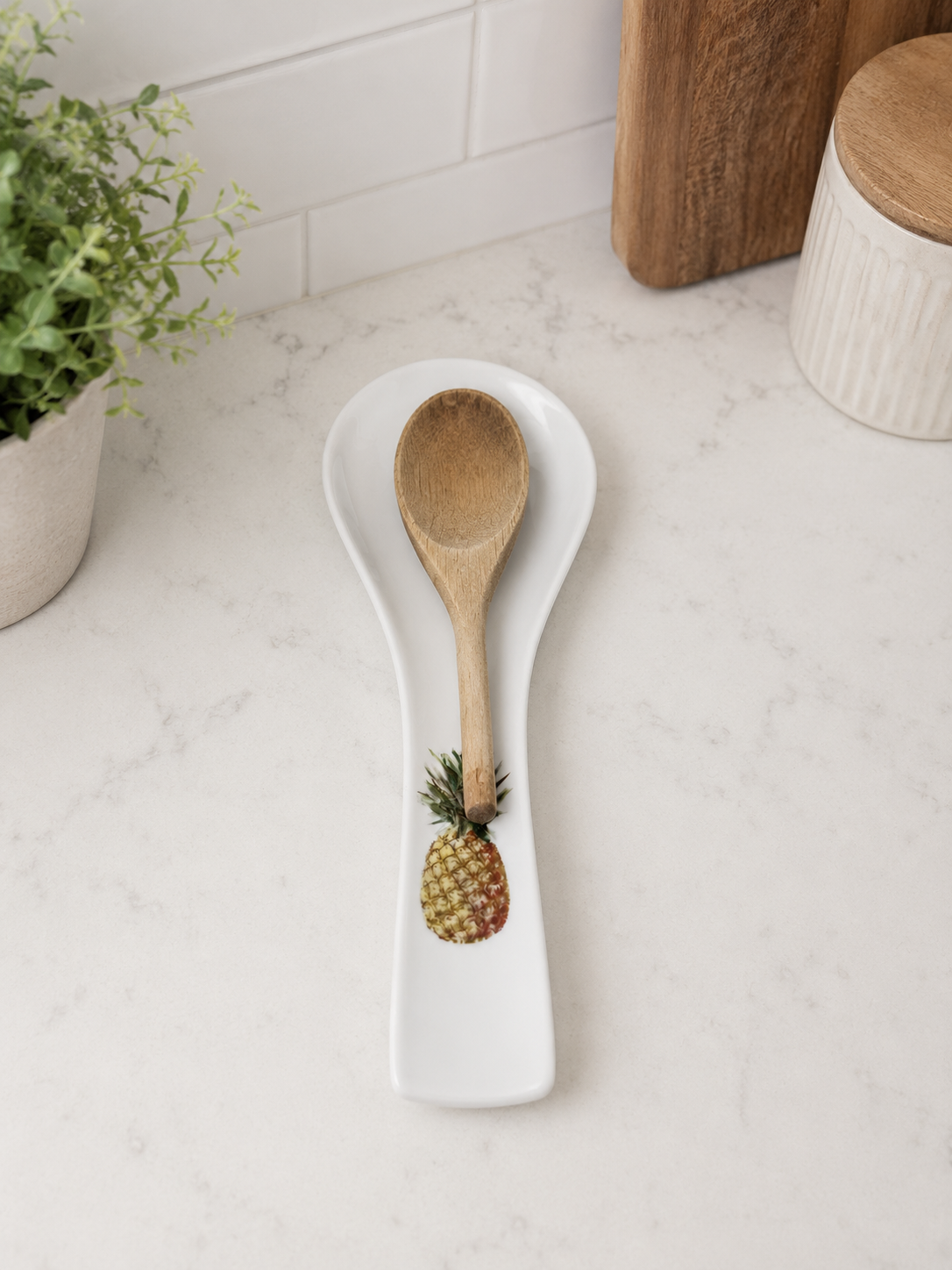 Hand-Painted Pineapple Porcelain Spoon Rest