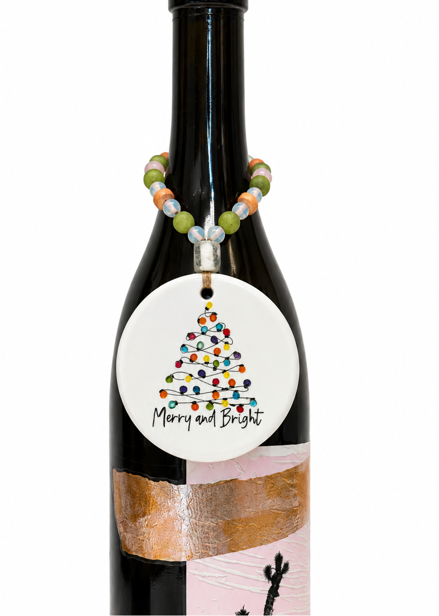 Personalized Christmas Tree Porcelain Thank You Bottle Tag