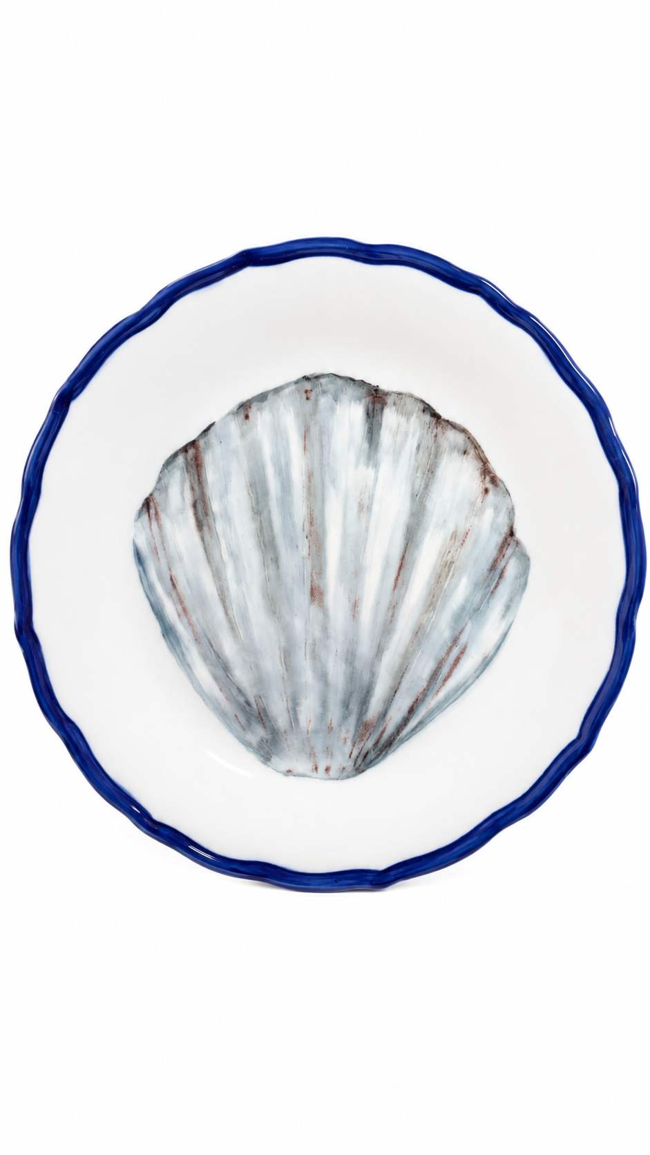 Hand-Painted Coastal Seashell Plate Styled in an Elegant Coastal Bookcase