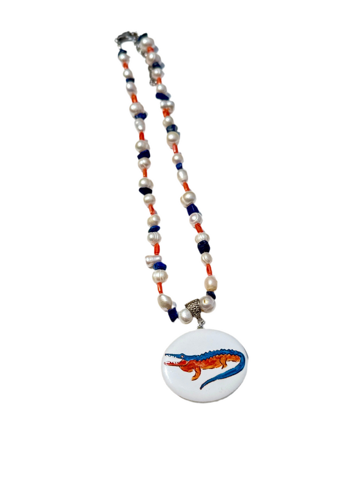 Gator Game day Necklace Orange Blue Football Mascot