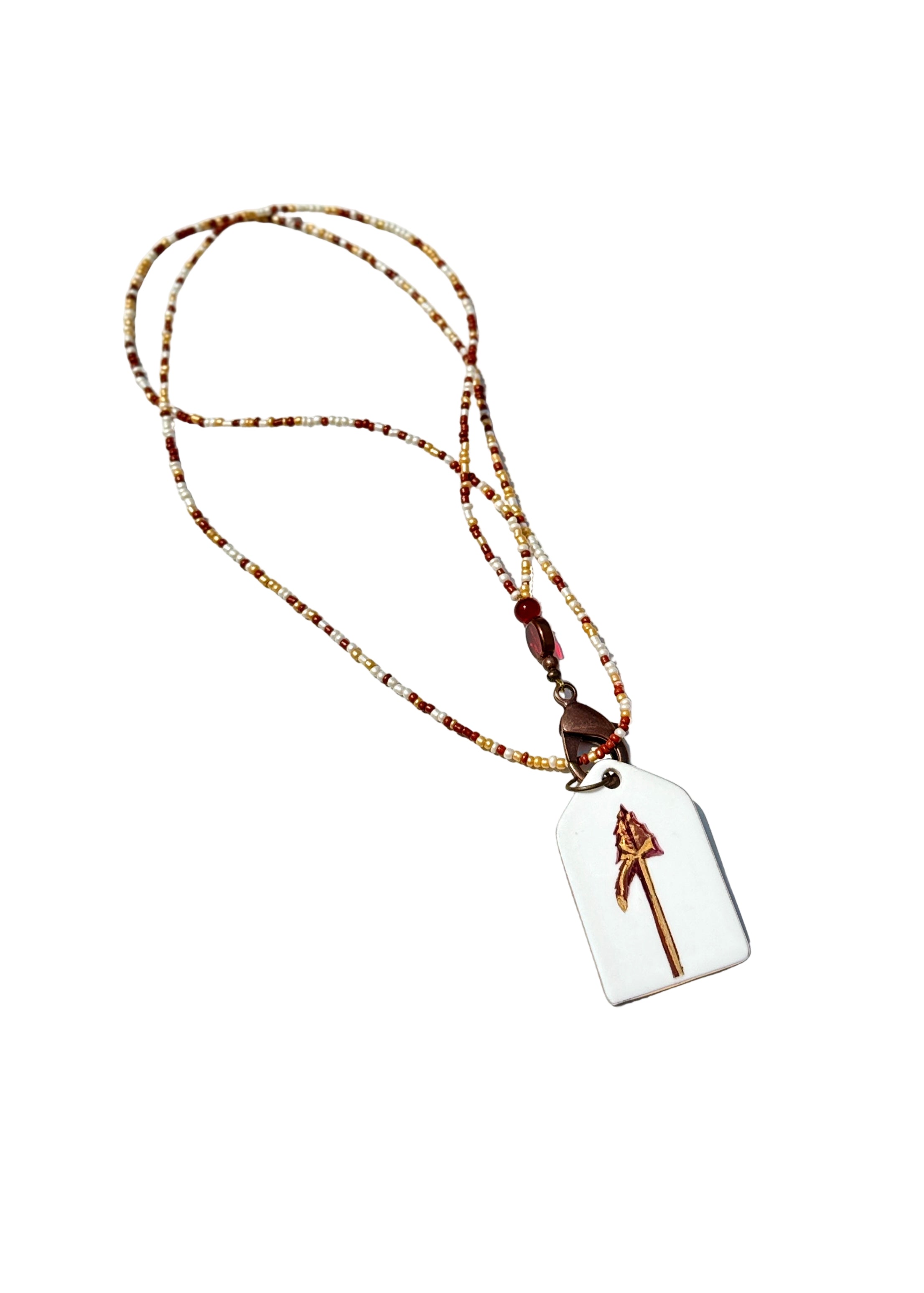 Spear Mascot Garnet & Gold Game Day Necklace – College Football Jewelry
