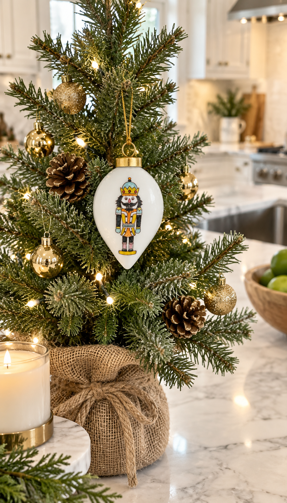 Hand-Painted Nutcracker Porcelain Christmas Ornament