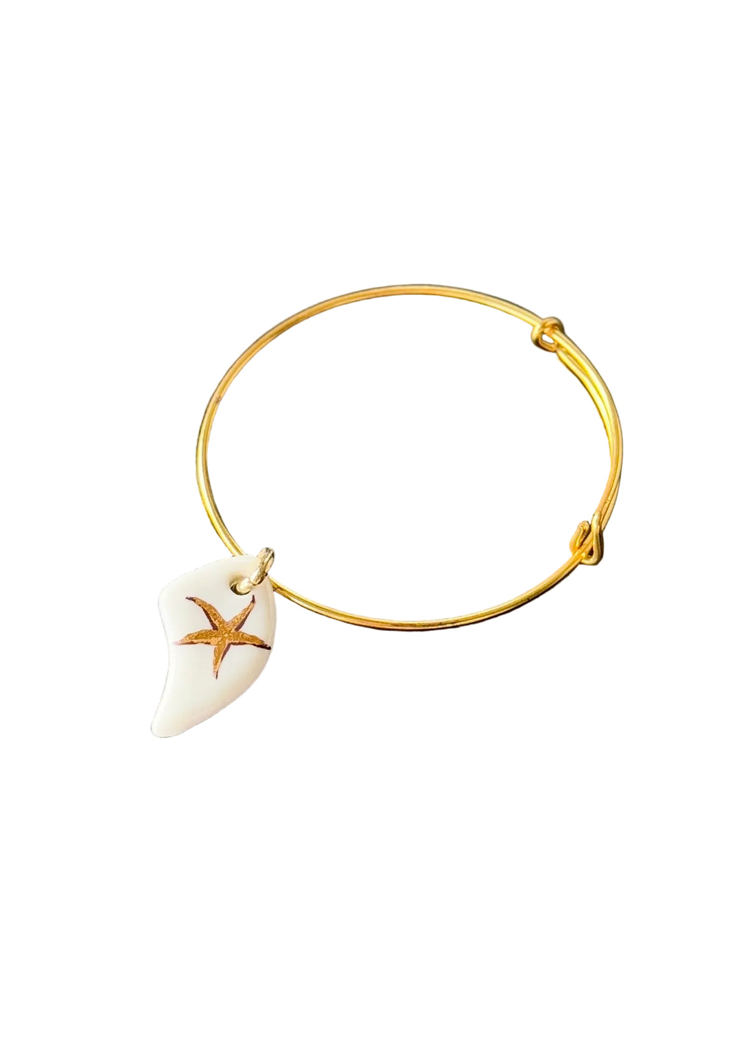 Gold Starfish Porcelain Pendant Gold Bracelet