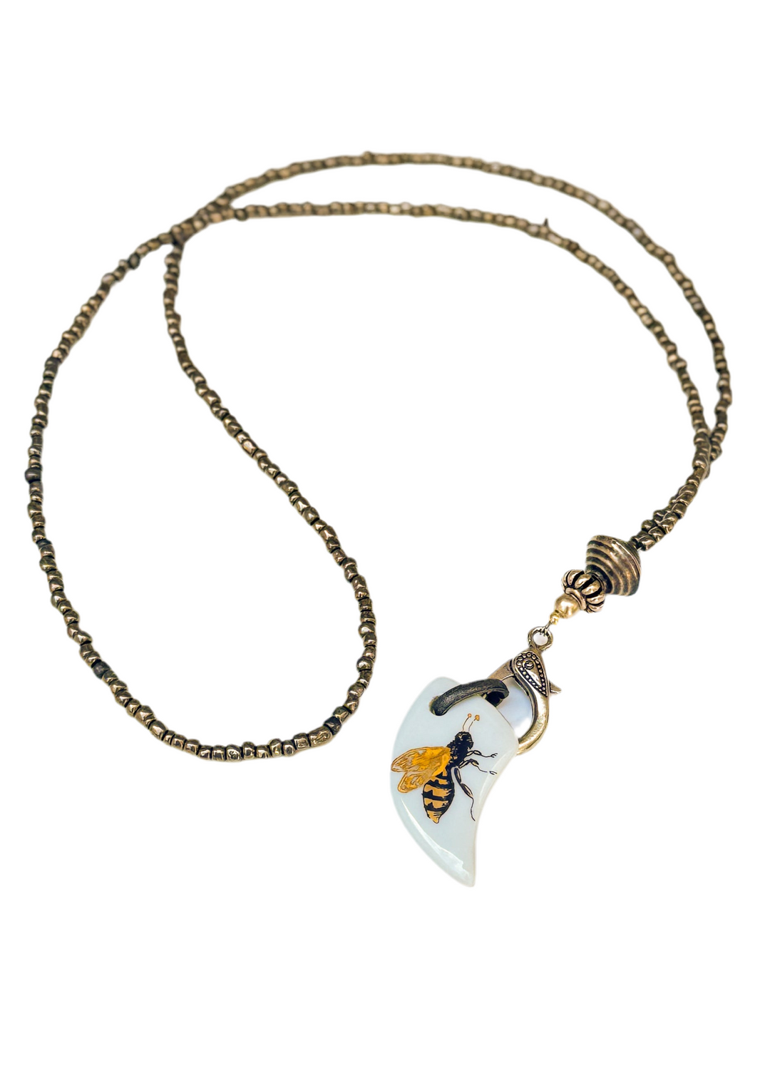 Bee Pendent Necklace Beaded Animal Lover Jewelry Garden