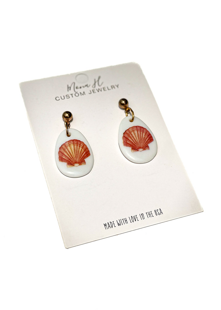 Seashell Coastal Earrings Shell Jewelry Gold Studs