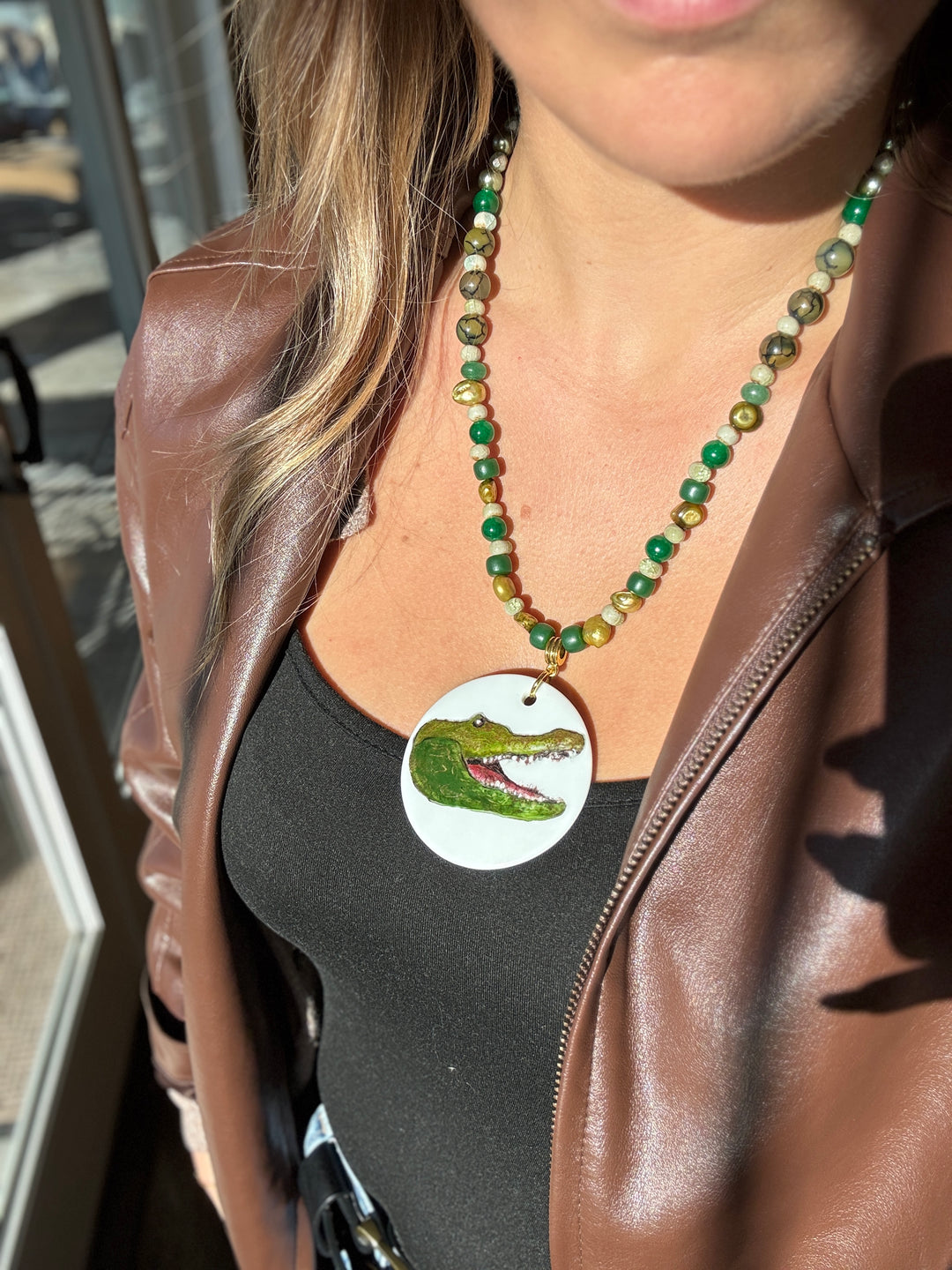 Florida Gator Game Day Green Beaded Necklace