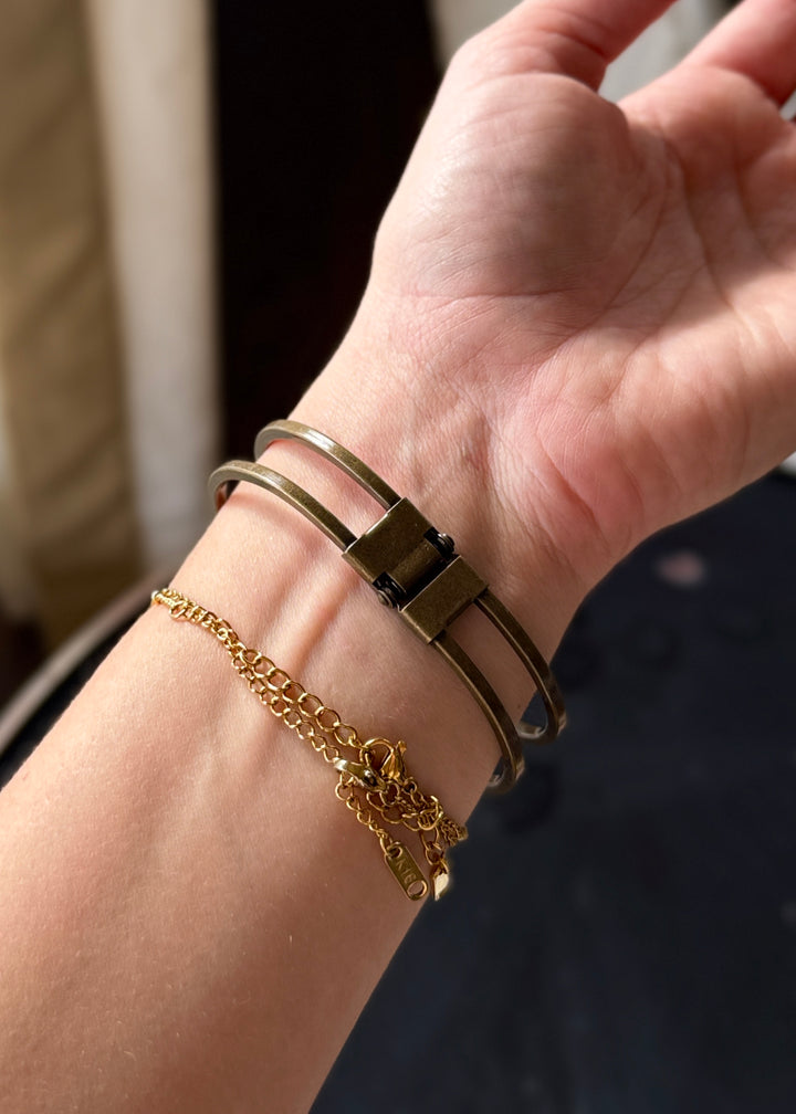 Mermaid Porcelain Pendant Bronze Cuff Bracelet