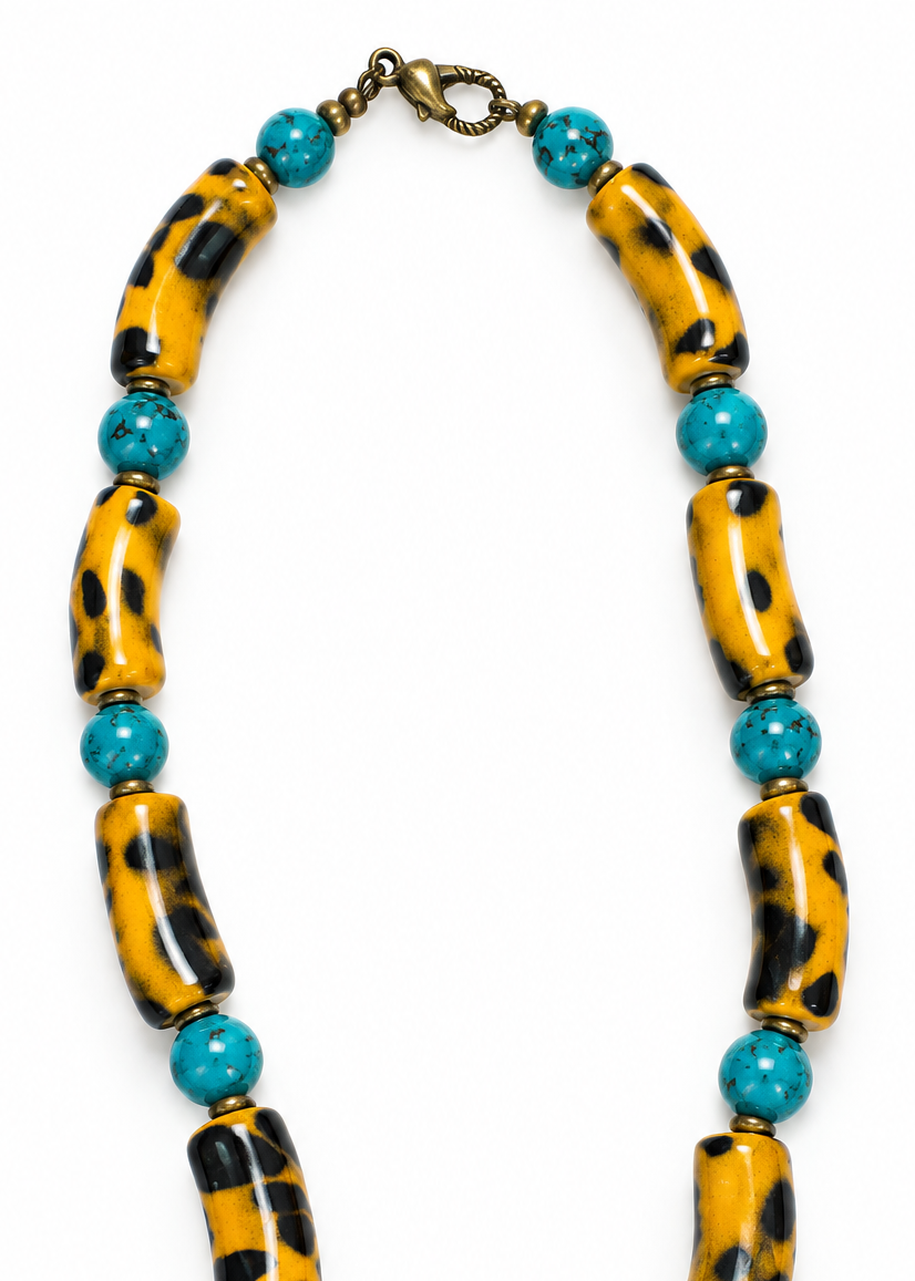 Hand-Painted Porcelain Jaguar Football Season Necklace