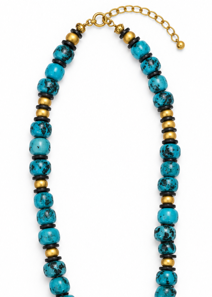 Hand-Painted Beaded Porcelain Jaguar Football Season Necklace