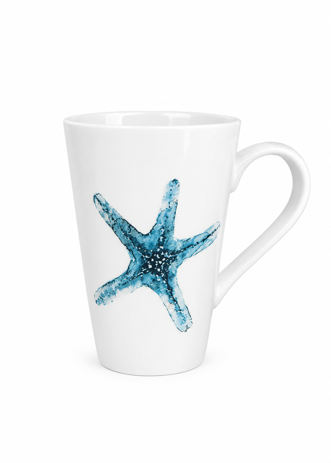 Hand-Painted Coastal Starfish Porcelain Coffee Mug