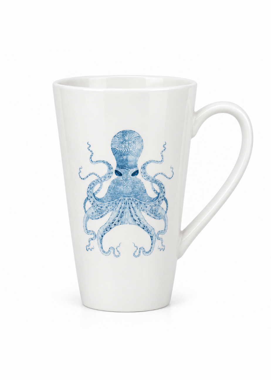 Coastal Blue Octopus Porcelain Coffee Mug