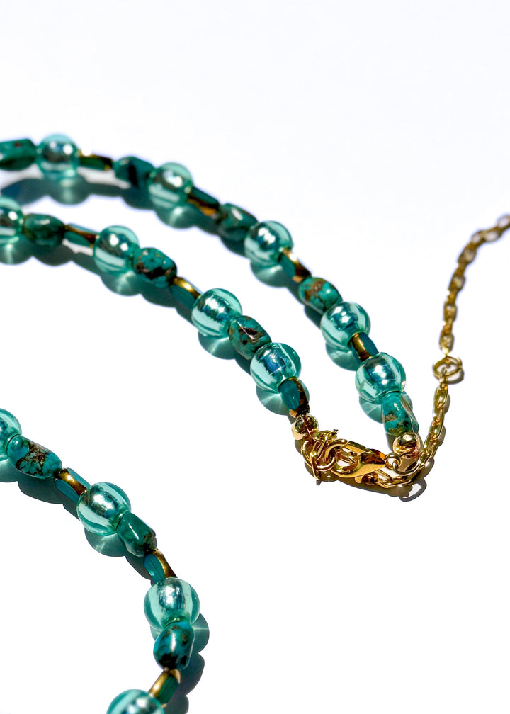 Teal Beaded Jaguar Head Necklace Game Day Jewelry
