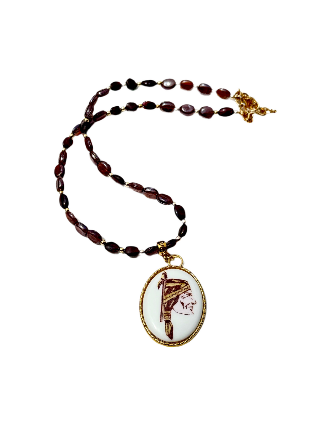 Mascot Game day Beaded Necklace Garnet Gold Bezel Football Game