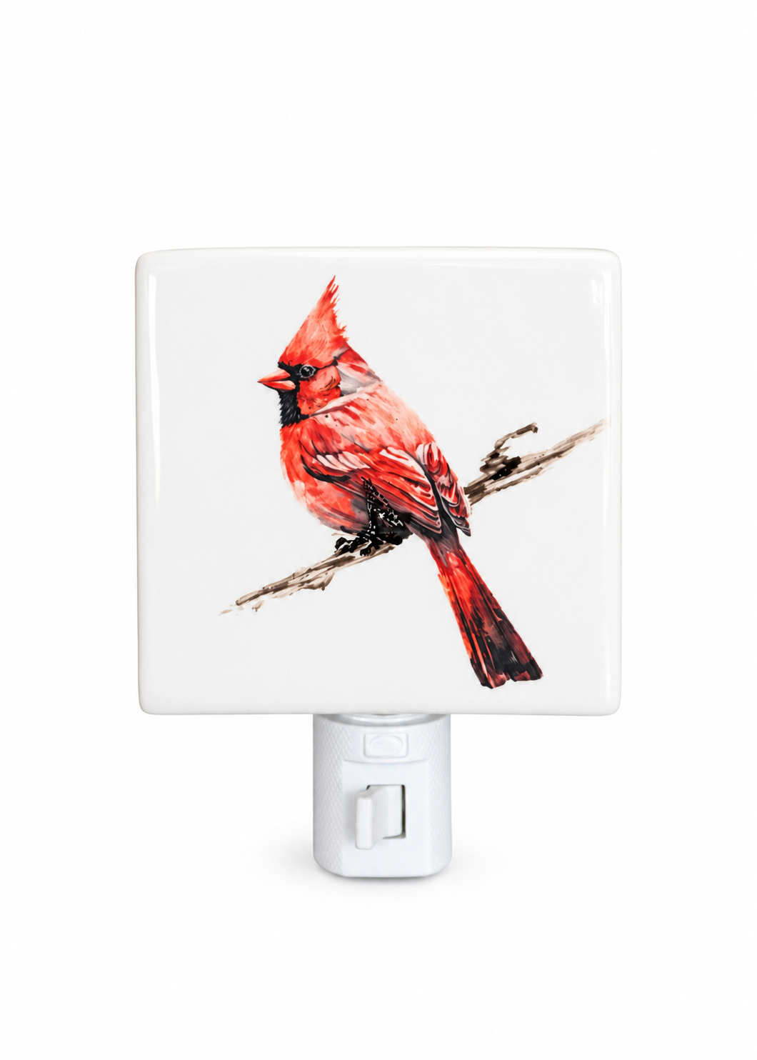 Hand-Painted Cardinal Bird Porcelain Night Light