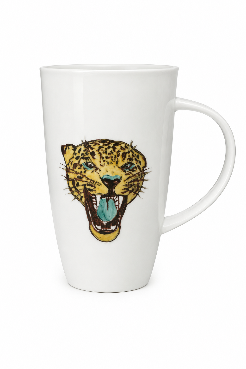 Hand-Painted Jaguar Head Football Season Porcelain Latte Coffee Mug