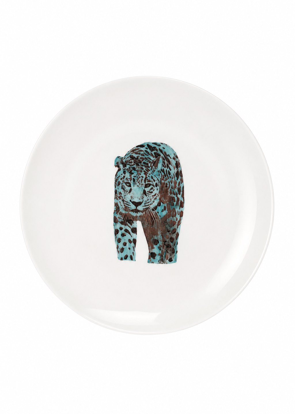 Hand-Painted Teal Jaguar Football Season Porcelain Plate