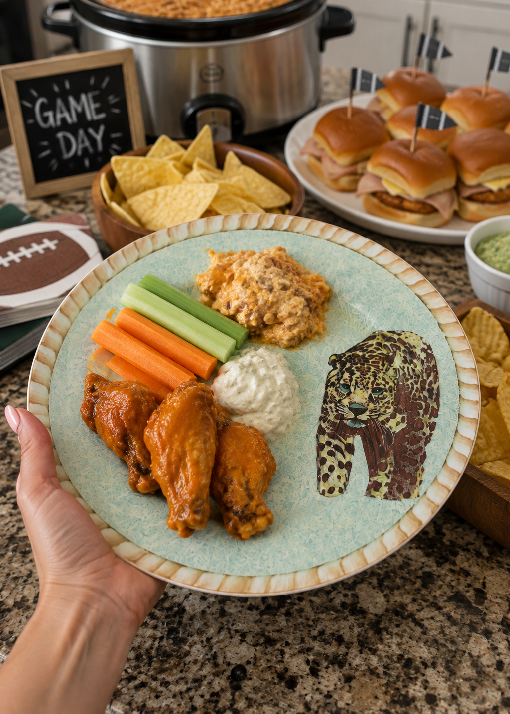 Hand-Painted Jaguar Football Season Porcelain Plate