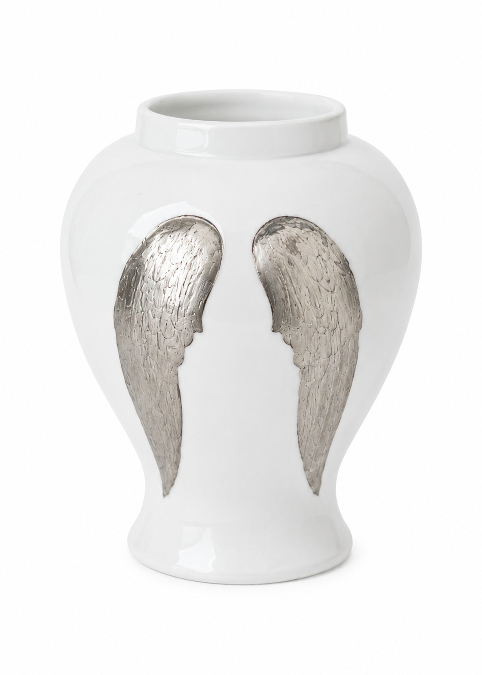 Silver Angel Wings Porcelain Vase