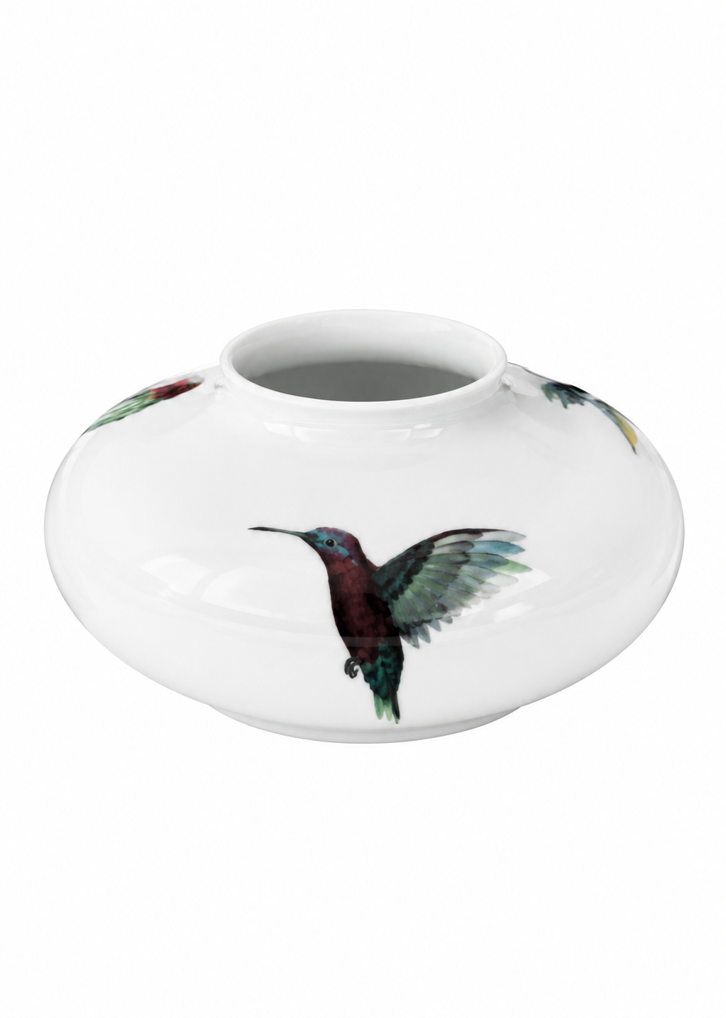 Hand Painted Hummingbird Porcelain Vase