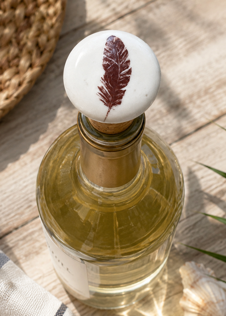 Feather Nature Inspired Porcelain Wine Cork