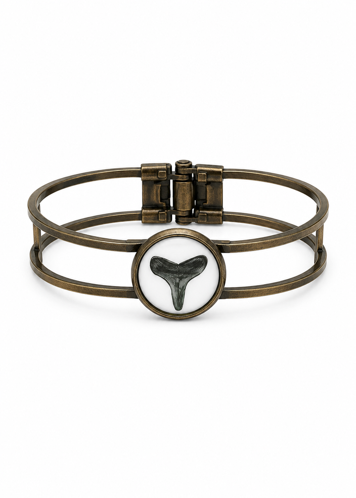 Coastal Shark Tooth Bronze Adjustable Cuff Bracelet