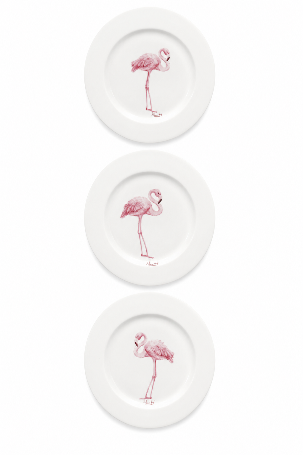 Pink Flamingo Porcelain Plate Set – (Set of 3)