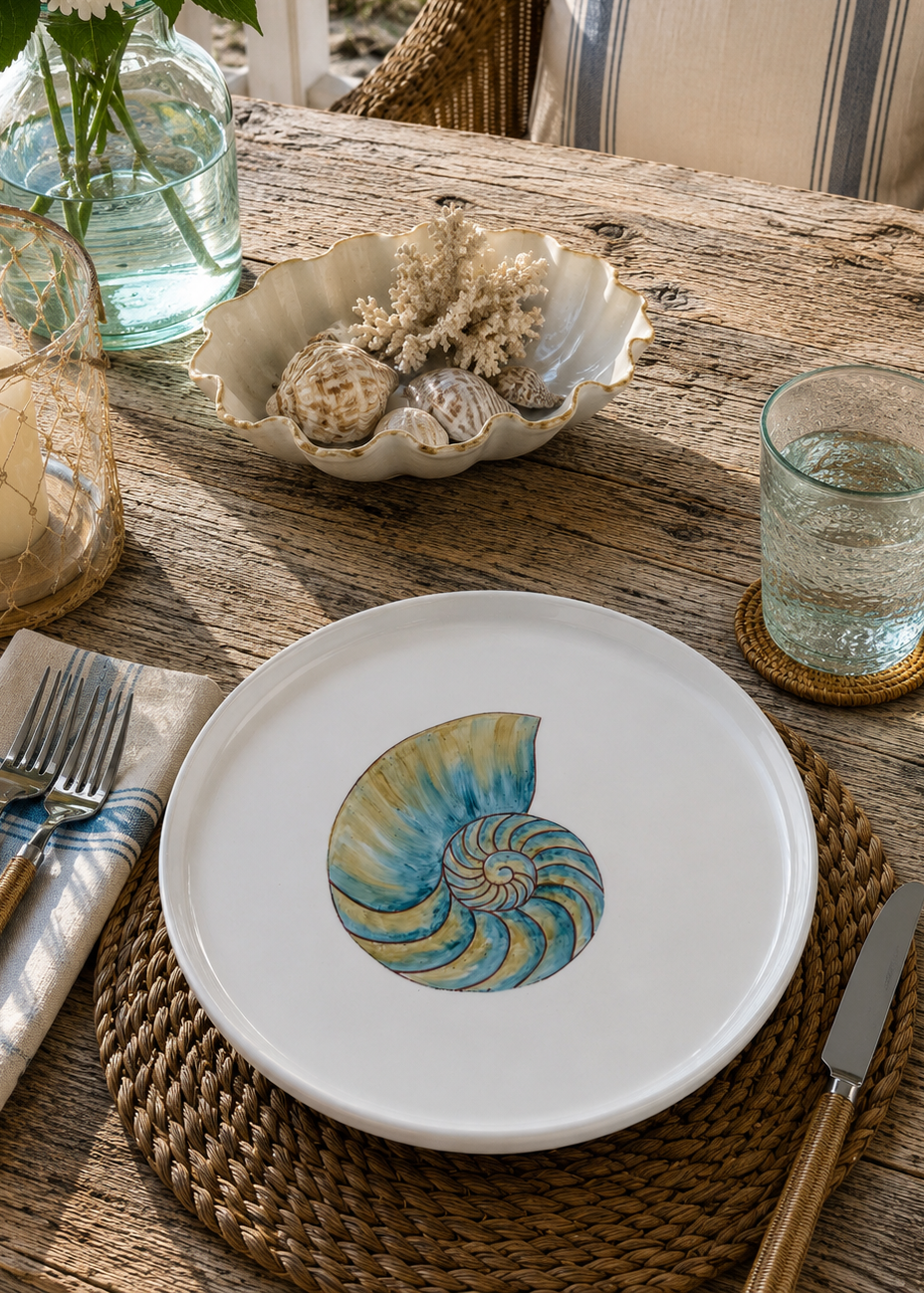 Coastal Nautilus Shell Porcelain Plate
