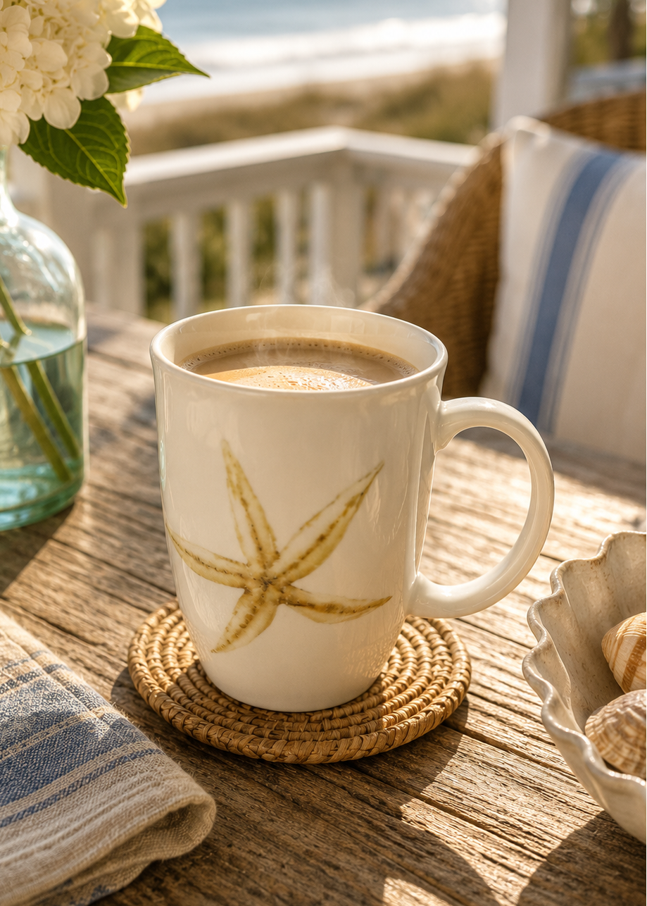 Yellow Coastal Starfish Porcelain Mug