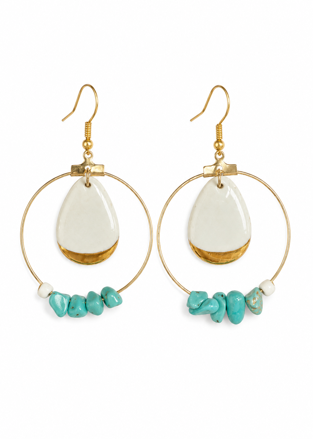 Turquoise Hoop Drop Earrings