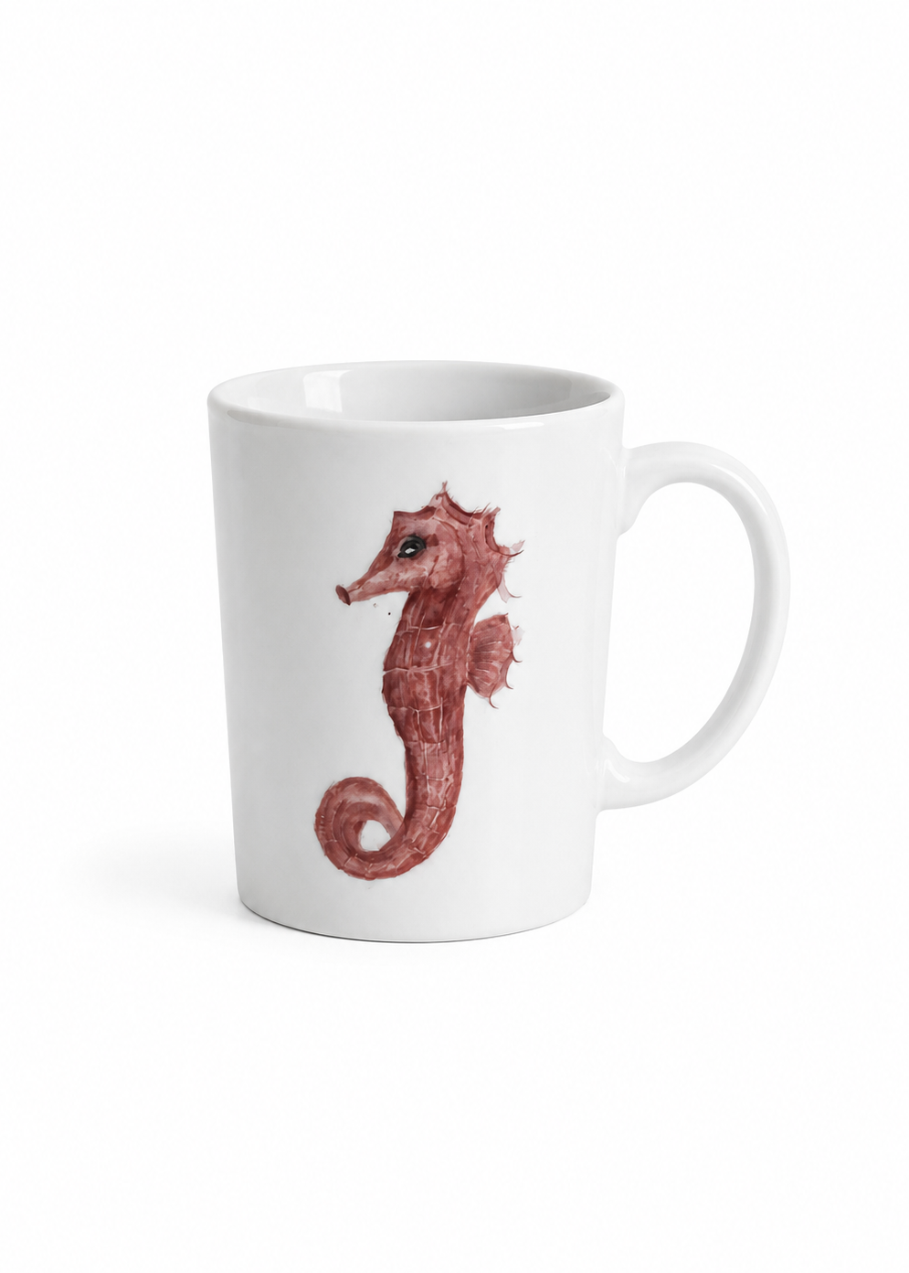 Hand-Painted Seahorse Porcelain Mug