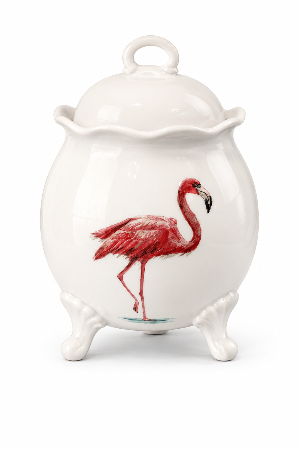 Coastal Flamingo Porcelain Decorative Jar
