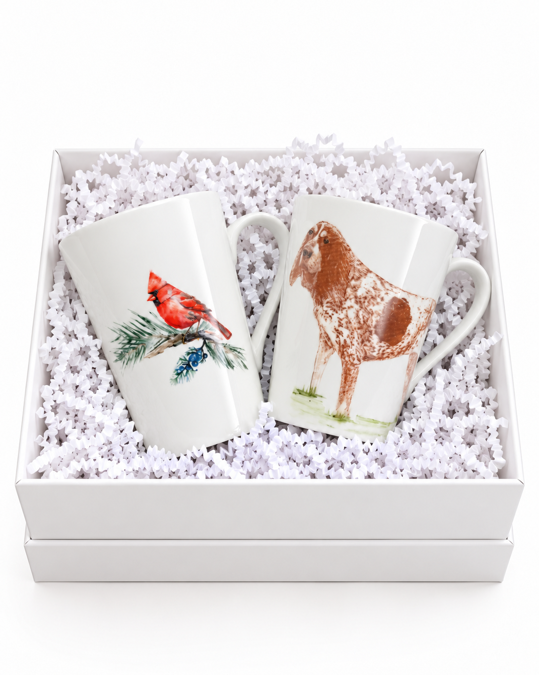 Hand-Painted Cardinal & Dog Mug Gift Bundle