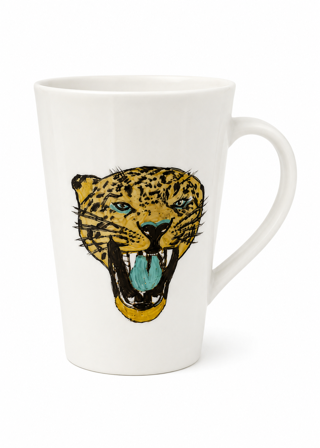 Hand-Painted Jaguar Latte Coffee Mug