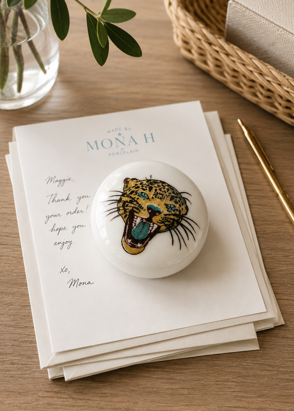 Hand painted Jaguar Football Season Porcelain Paper Weight
