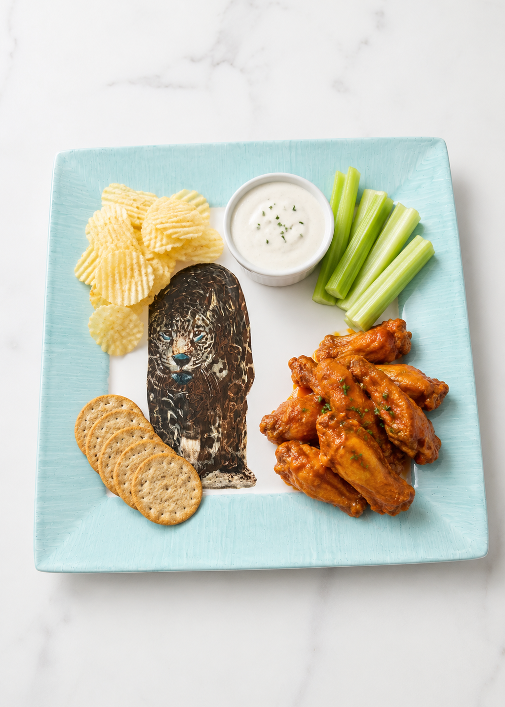 Hand-Painted Jaguar Football Season Plate with Teal Rim