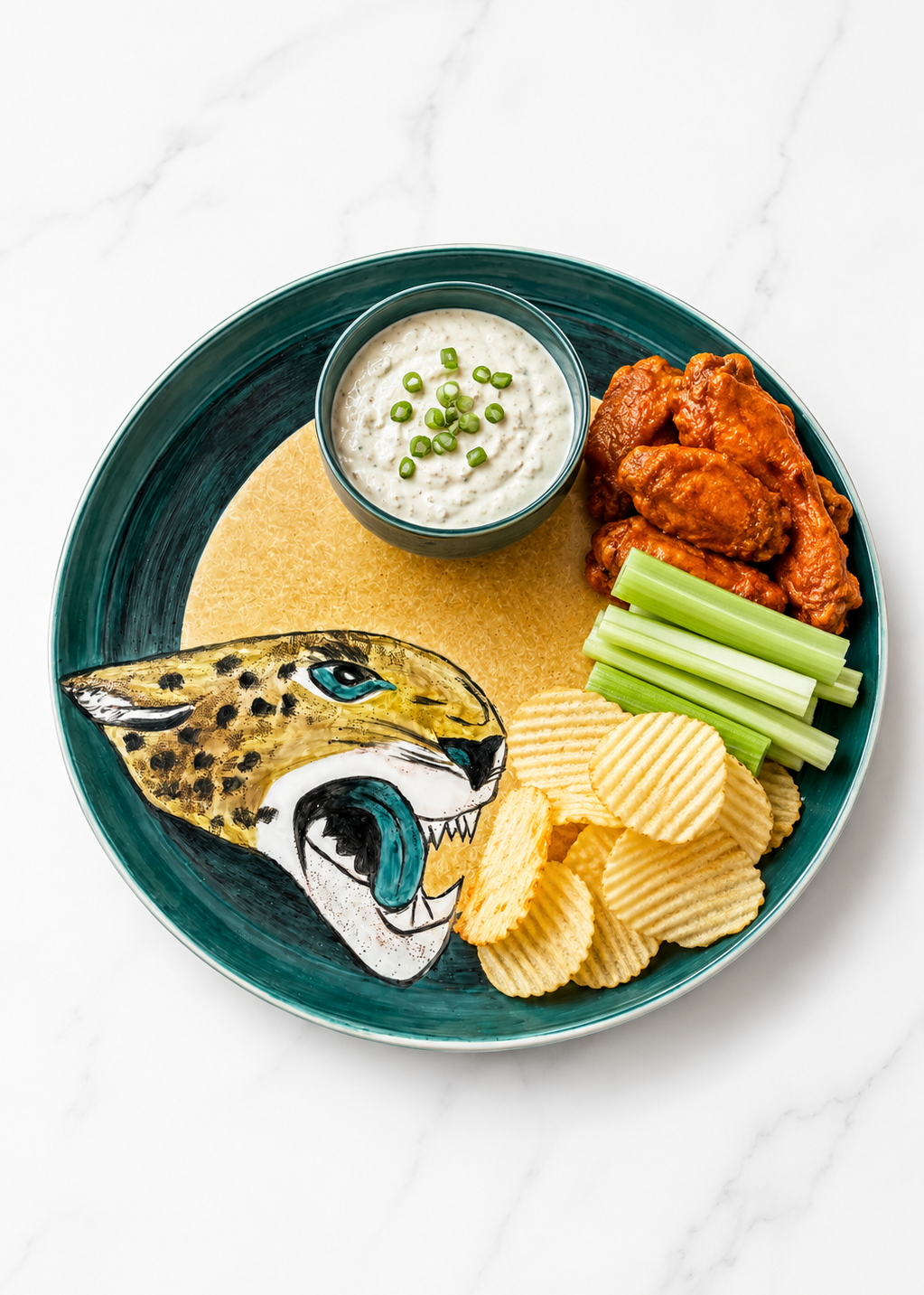 Hand Painted Jaguar Football Season Porcelain Plate