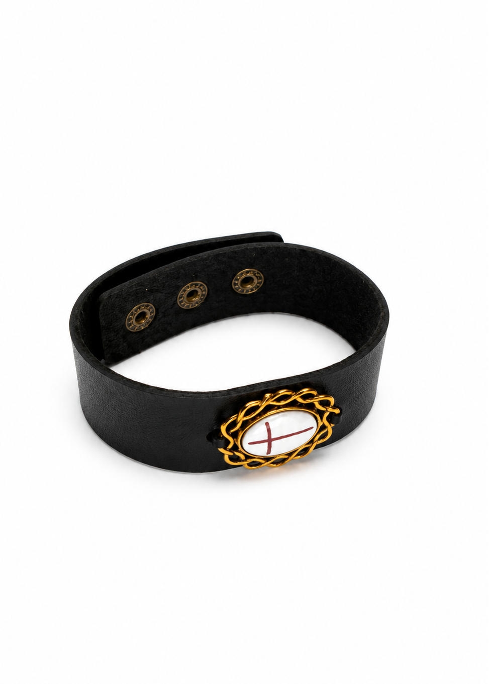 Hand Painted Adjustable Leather Cross Bracelet