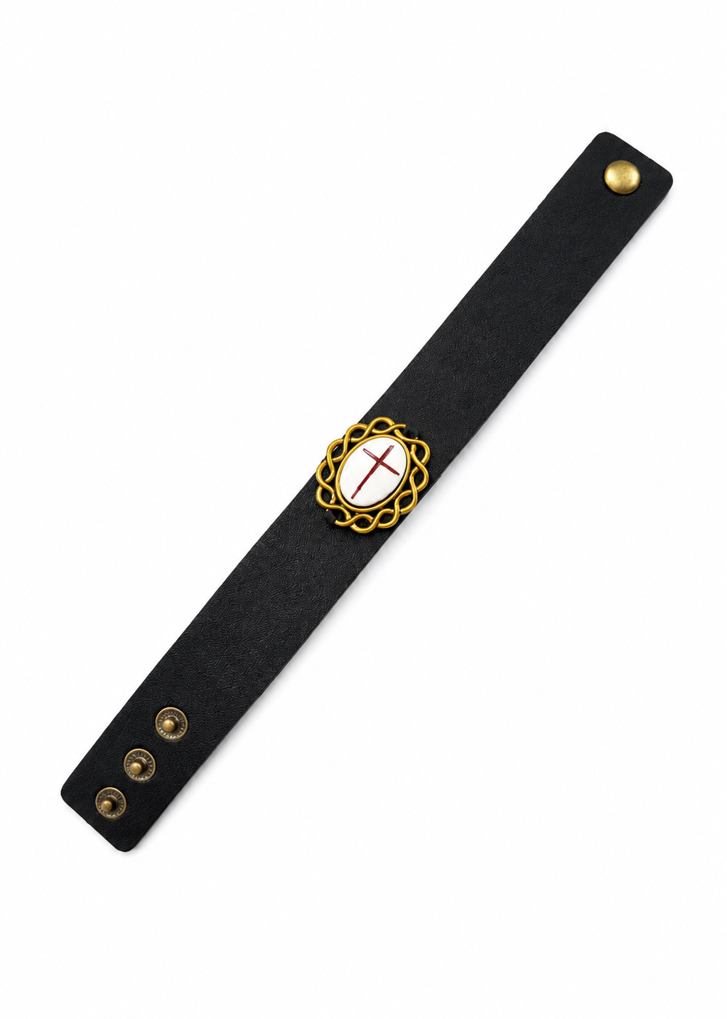 Hand Painted Adjustable Leather Cross Bracelet