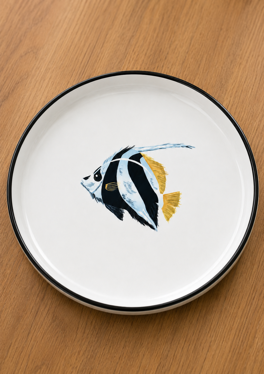 Left Facing Coastal Tropical Hand Painted Moorish Fish Appetizer Plate