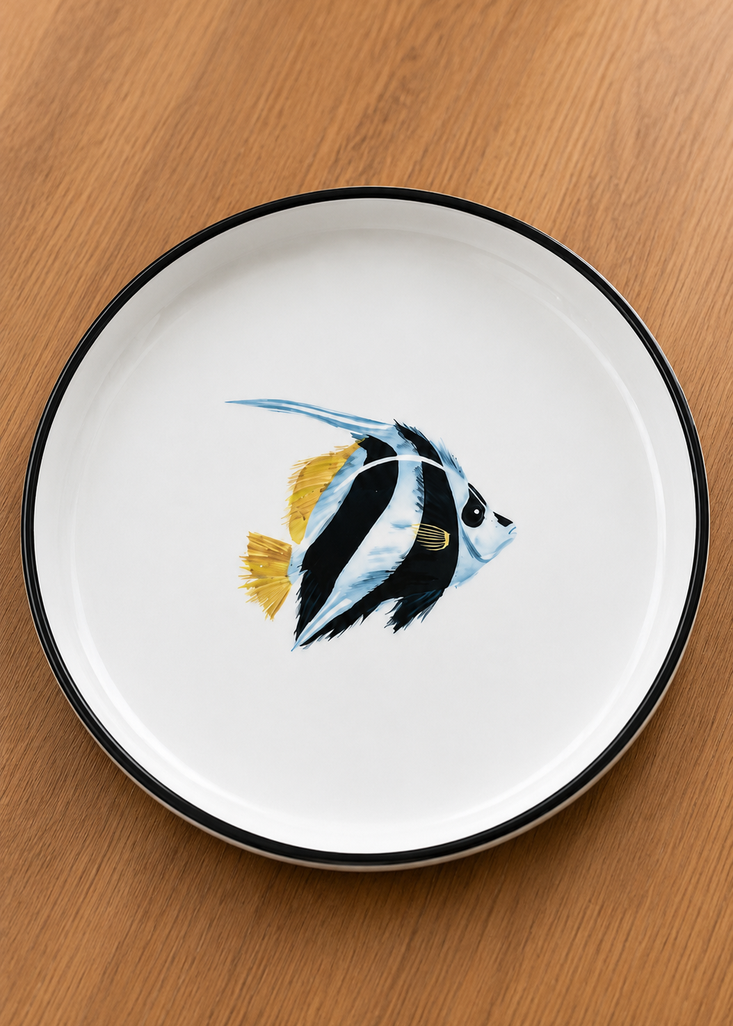 Facing Right Coastal Tropical Hand Painted Moorish Fish Appetizer Serving Plate