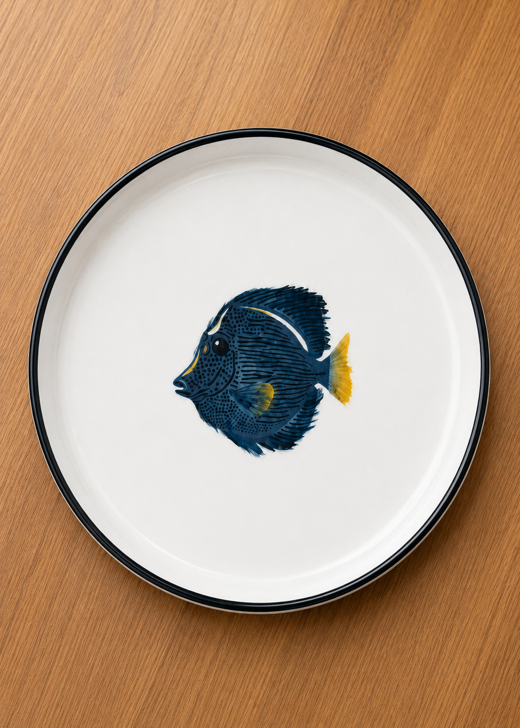 Coastal Tropical Hand Painted Blue Tang Fish Appetizer Serving Plate