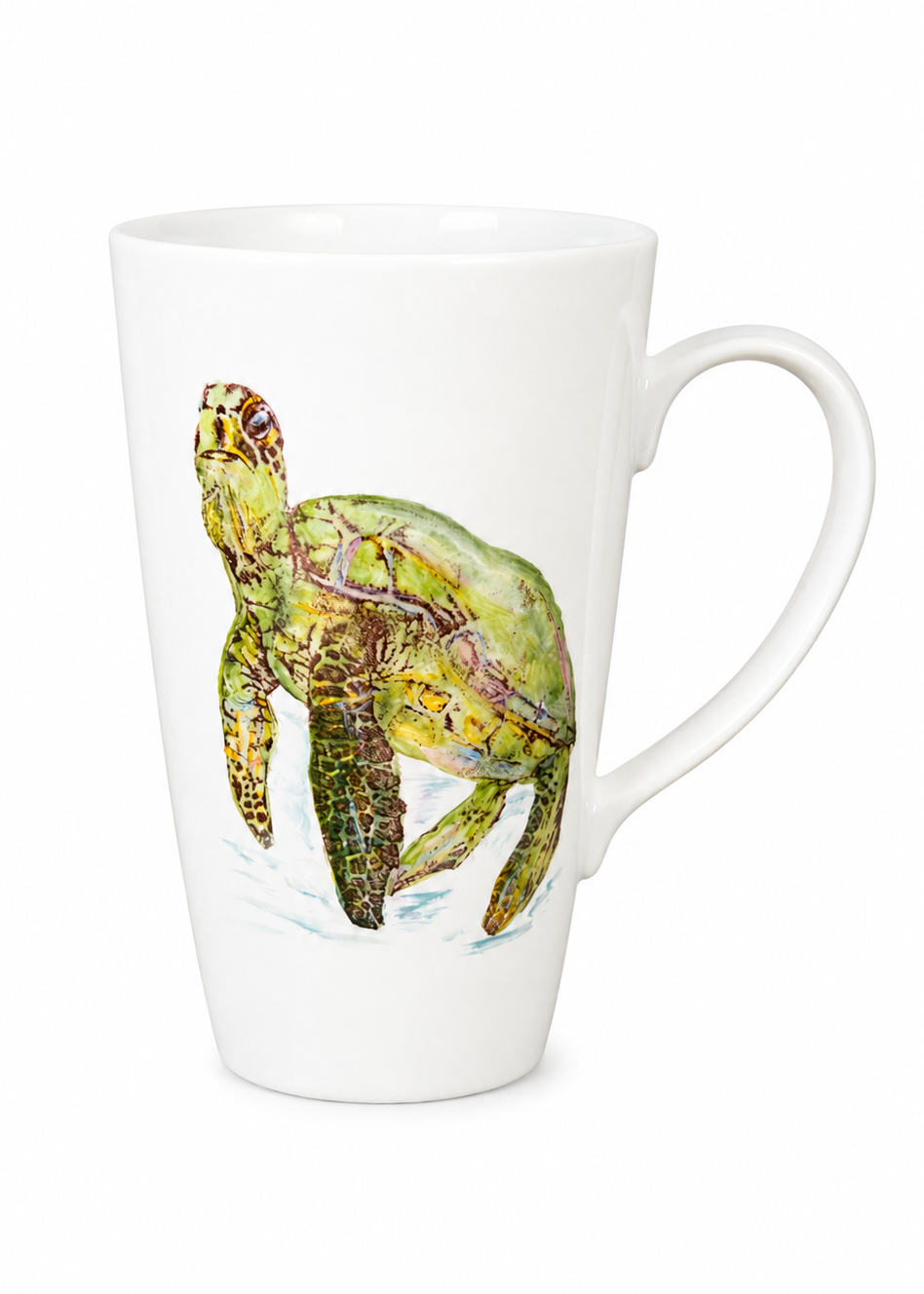 Coastal Green Sea Turtle Porcelain Latte Coffee Mug