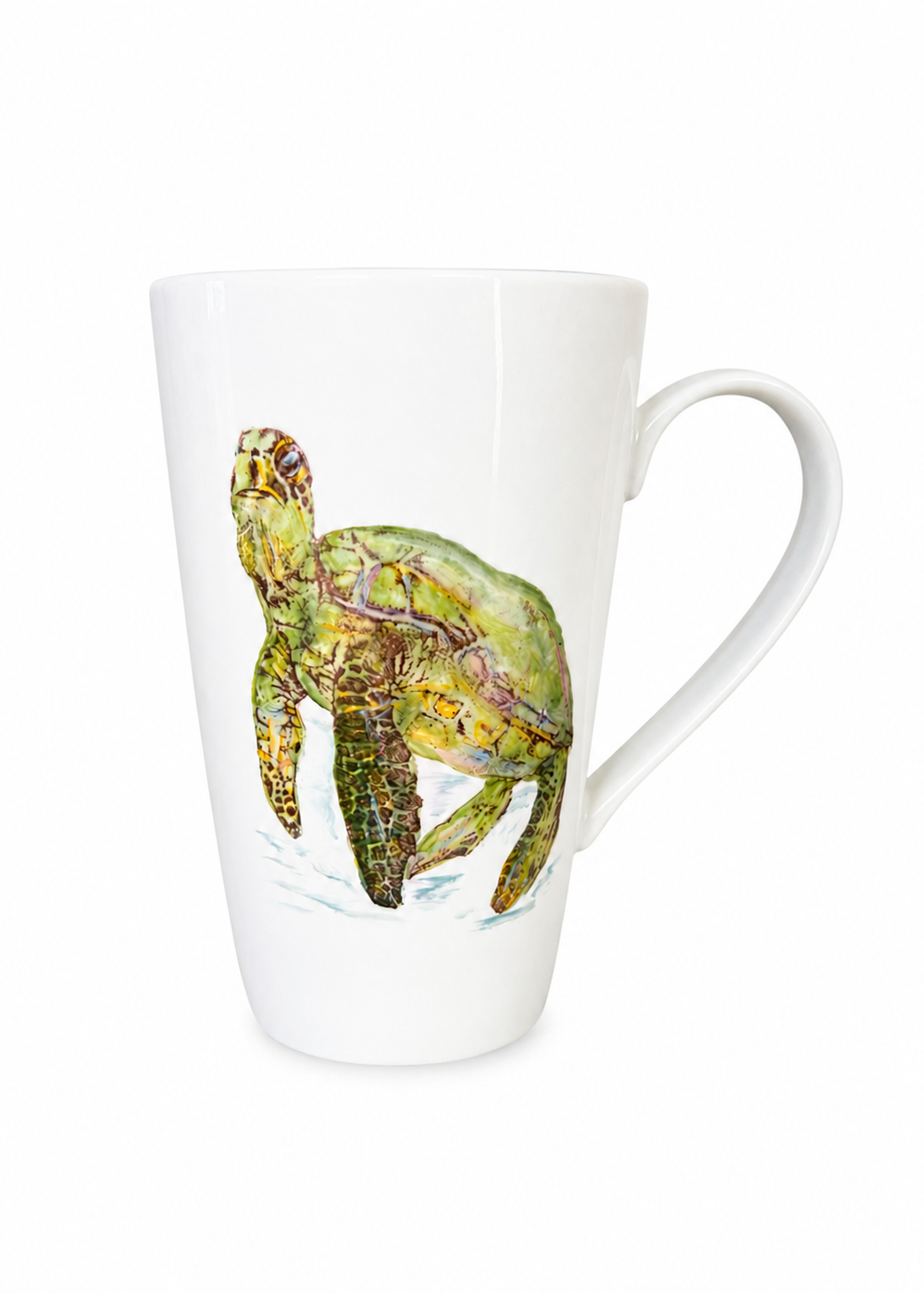 Coastal Green Sea Turtle Porcelain Latte Coffee Mug