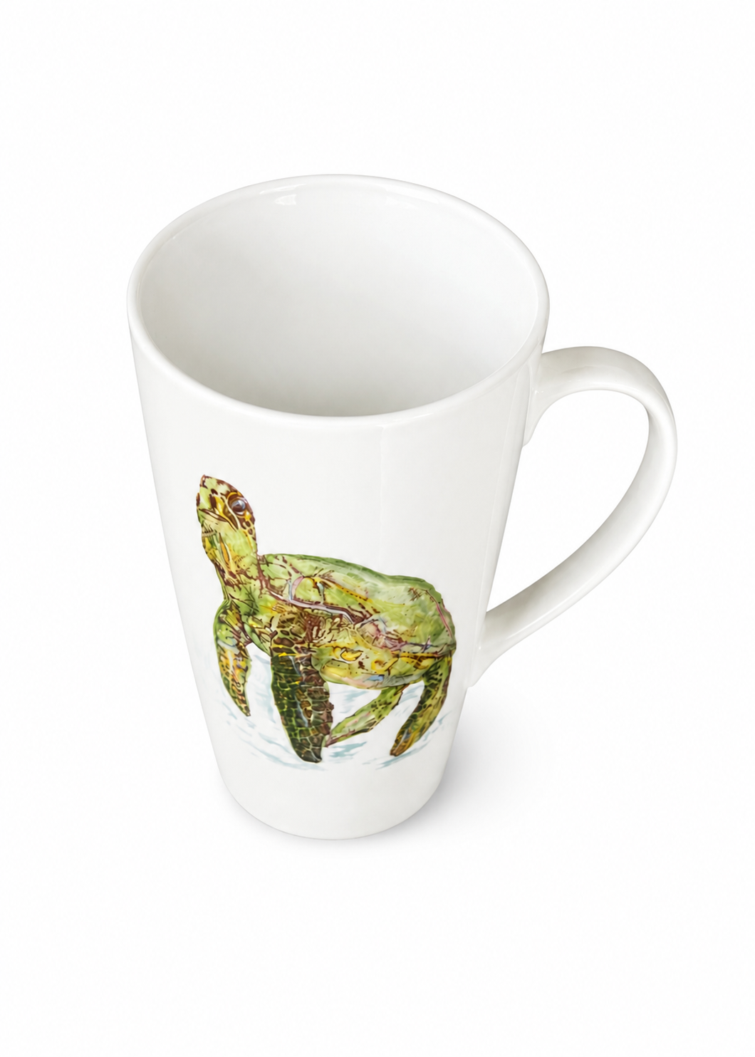 Coastal Green Sea Turtle Porcelain Latte Coffee Mug