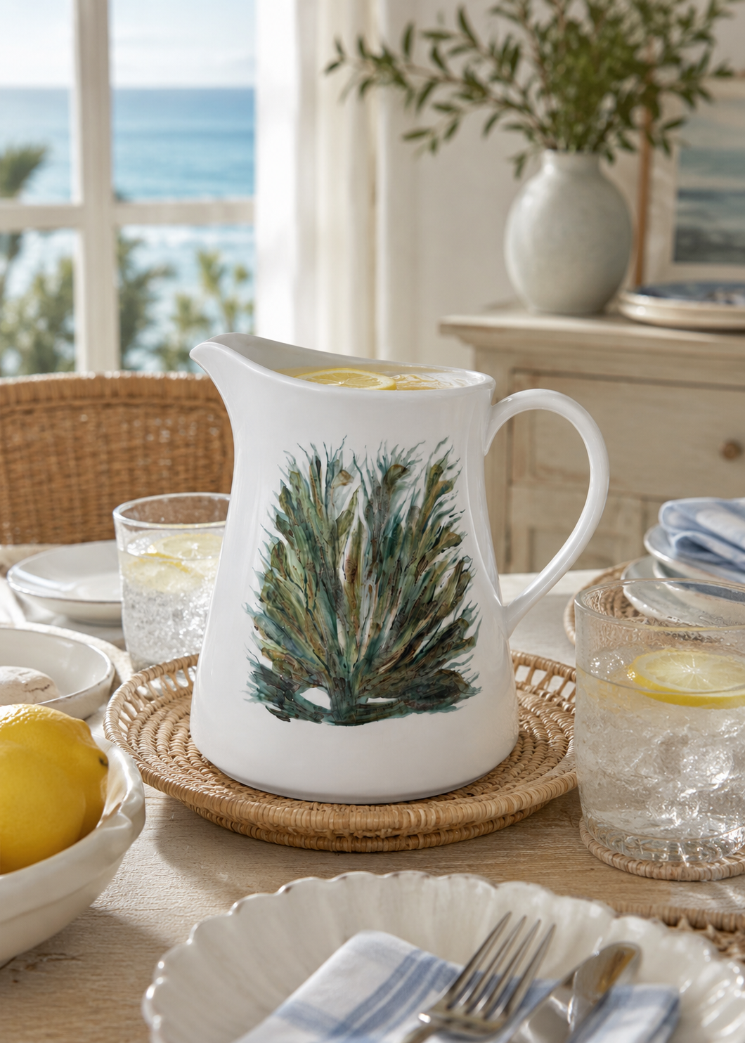 Coastal Sea Oats Porcelain Pitcher