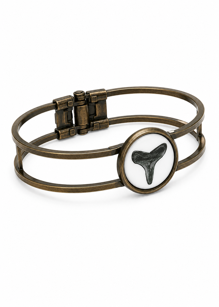 Coastal Shark Tooth Bronze Adjustable Cuff Bracelet