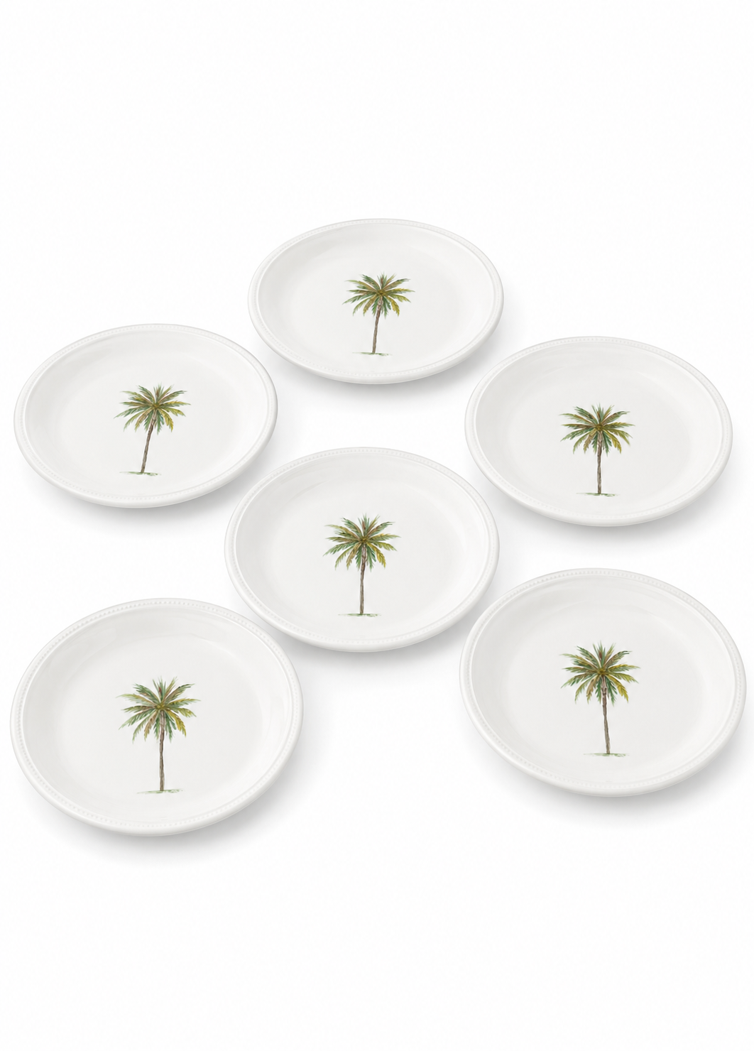 Coastal Palm Porcelain Salad Plates – Set of 6