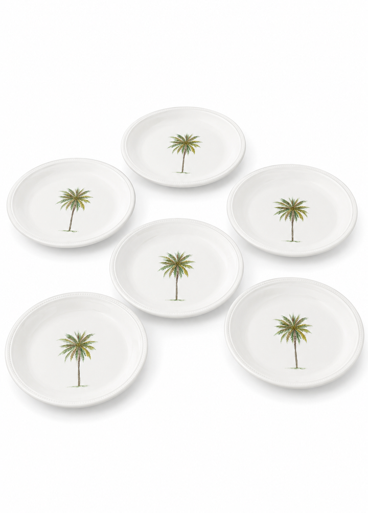 Coastal Palm Porcelain Salad Plates – Set of 6