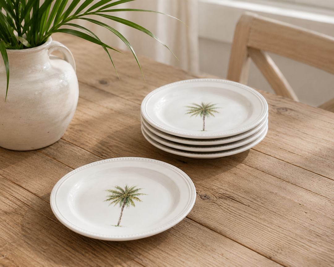 Coastal Palm Porcelain Salad Plates – Set of 6