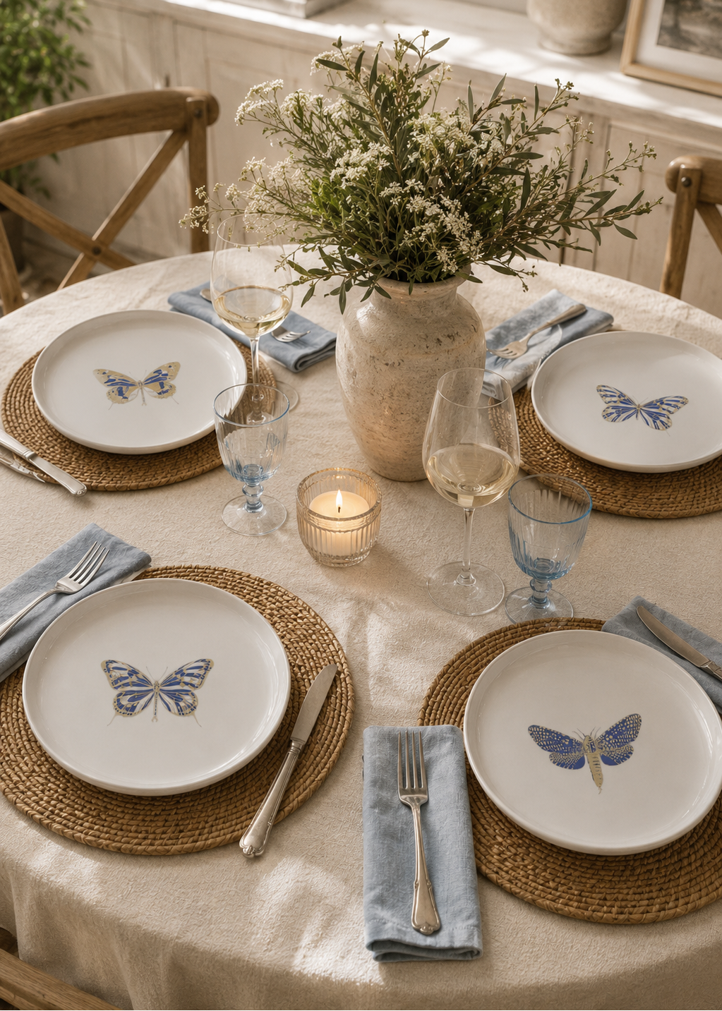 Butterfly Porcelain Salad Plates (Set of 4)